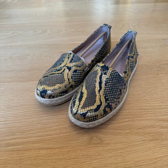 Abeo Blake Metallic Snakeskin Espadrilles Flats 8 Neutral - Picture 4 of 11